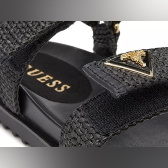 Guess Women’s Fabrisa Sandals Woven Fabric Adjustable Strap Black Size 8 - Picture 6 of 12